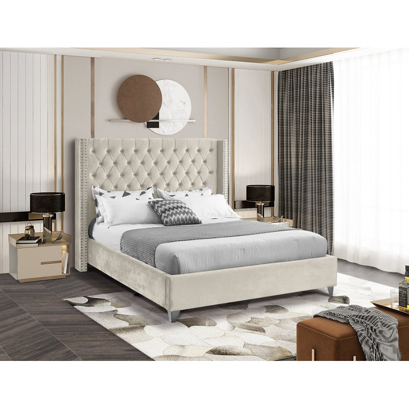 Boswell tufted upholstered low deals profile platform bed